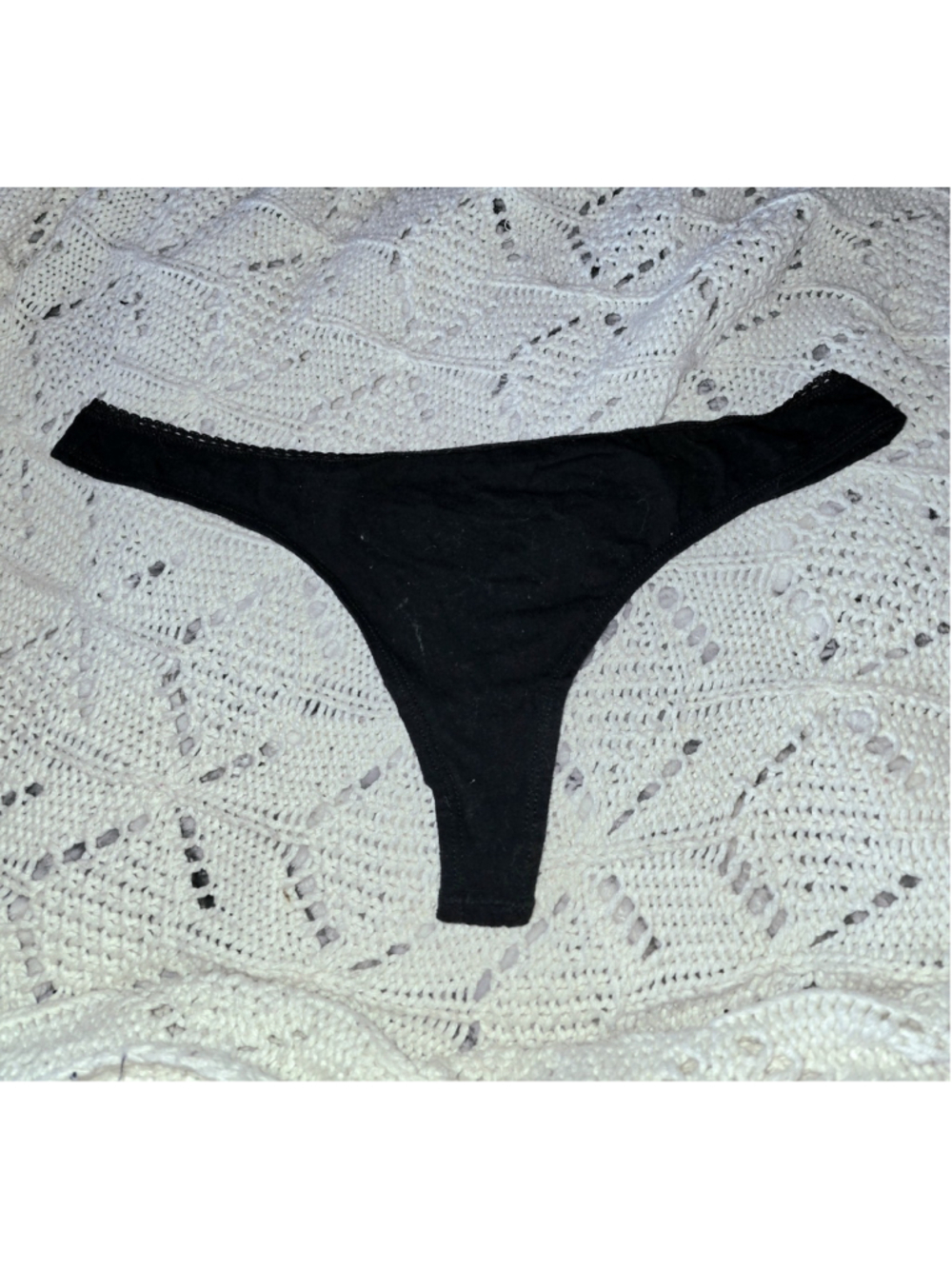 Black Cotton Thong Panties Size XXL